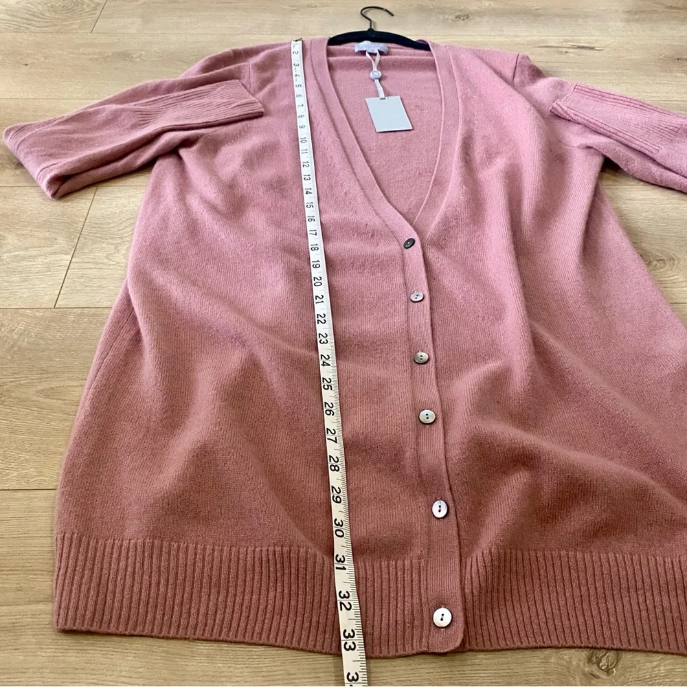 NWT Pure Collection 100% Cashmere Dusty Rose Cardigan Sweater Size 14-16 - Picture 8 of 10